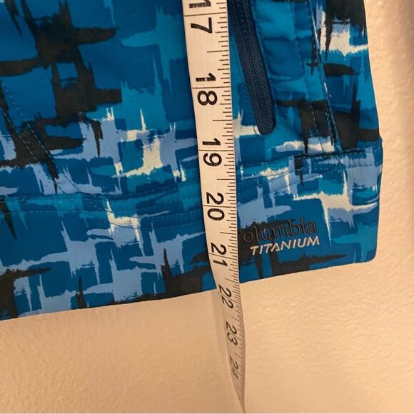 Columbia Titanium blue print fleece lined soft shell reversible women jacket XS - Picture 3 of 9